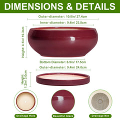 Top view of EPFamily 10 Inch ceramic bonsai pot