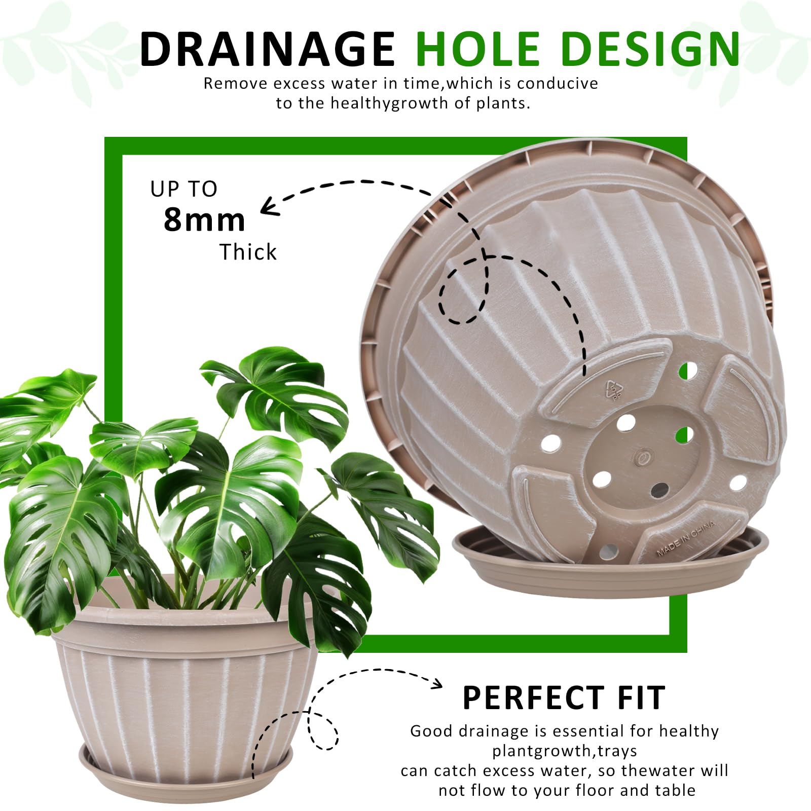 Top view of FGstyle 16-inch plant pot, beige colour