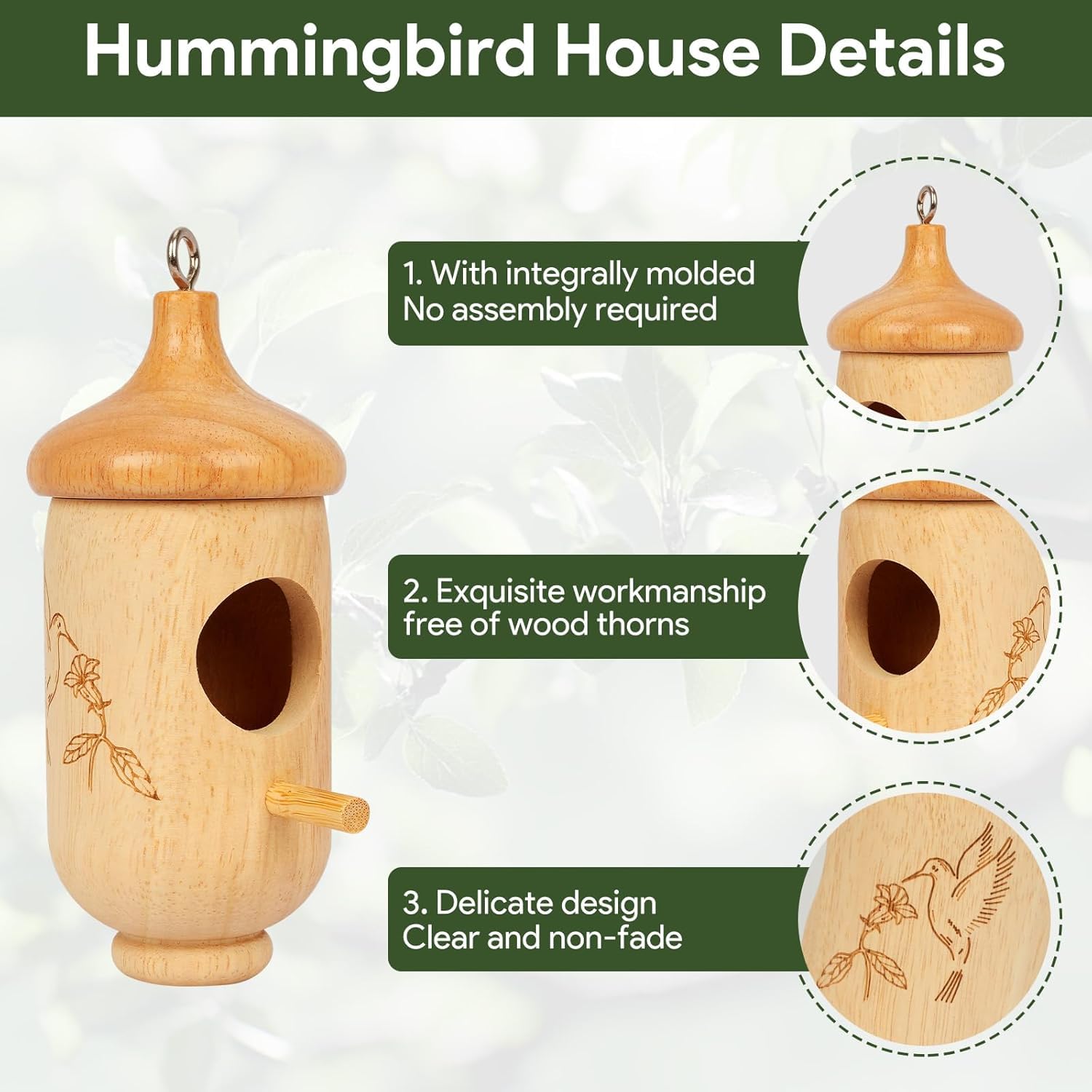 Top view of Fitraho Hummingbird House highlighting the opening