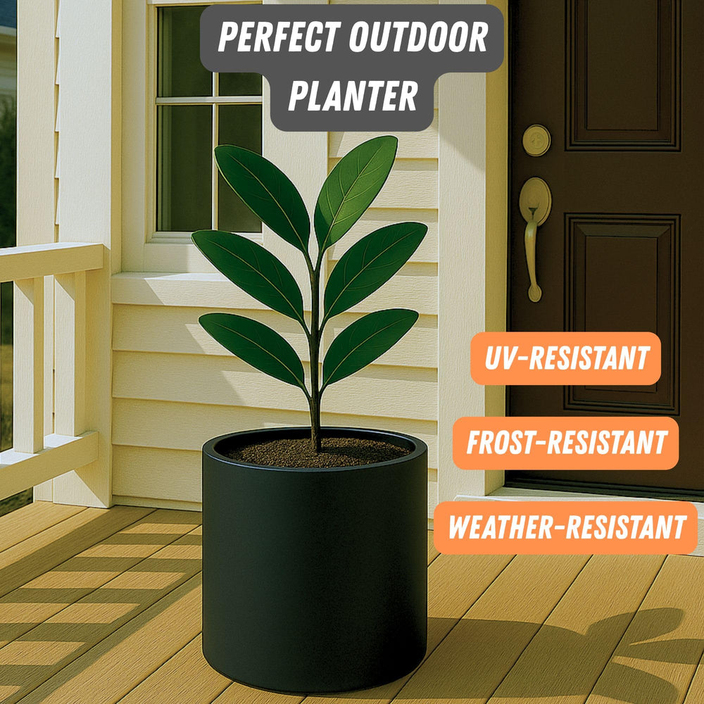 Top view of Fox & Fern 12 Inch Black Matte Planter