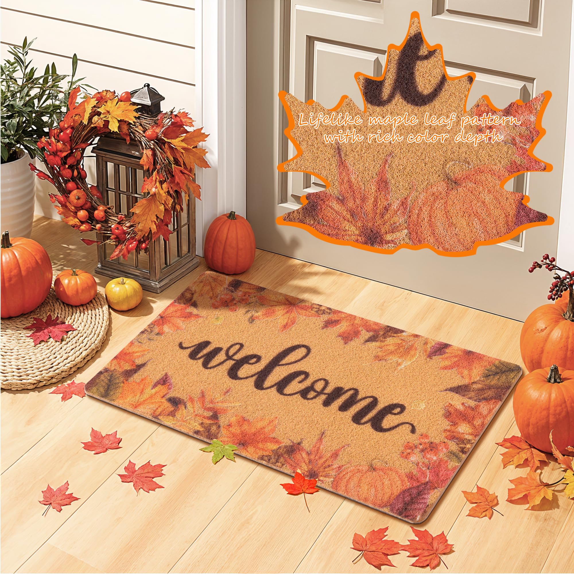 Top view of Fttoyoly doormat displaying vibrant autumn colours