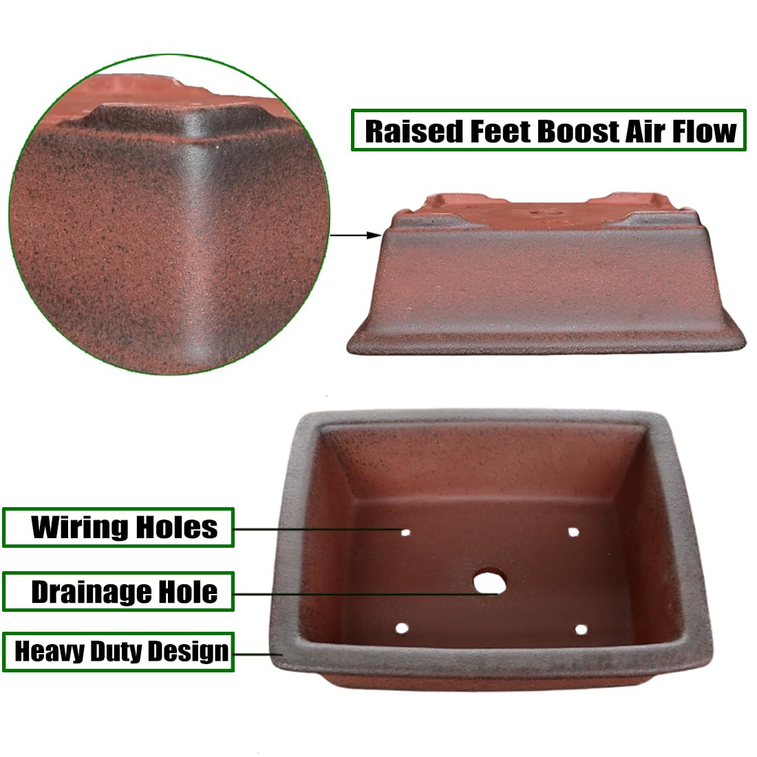 Top view of MUZHI bonsai planter with succulent