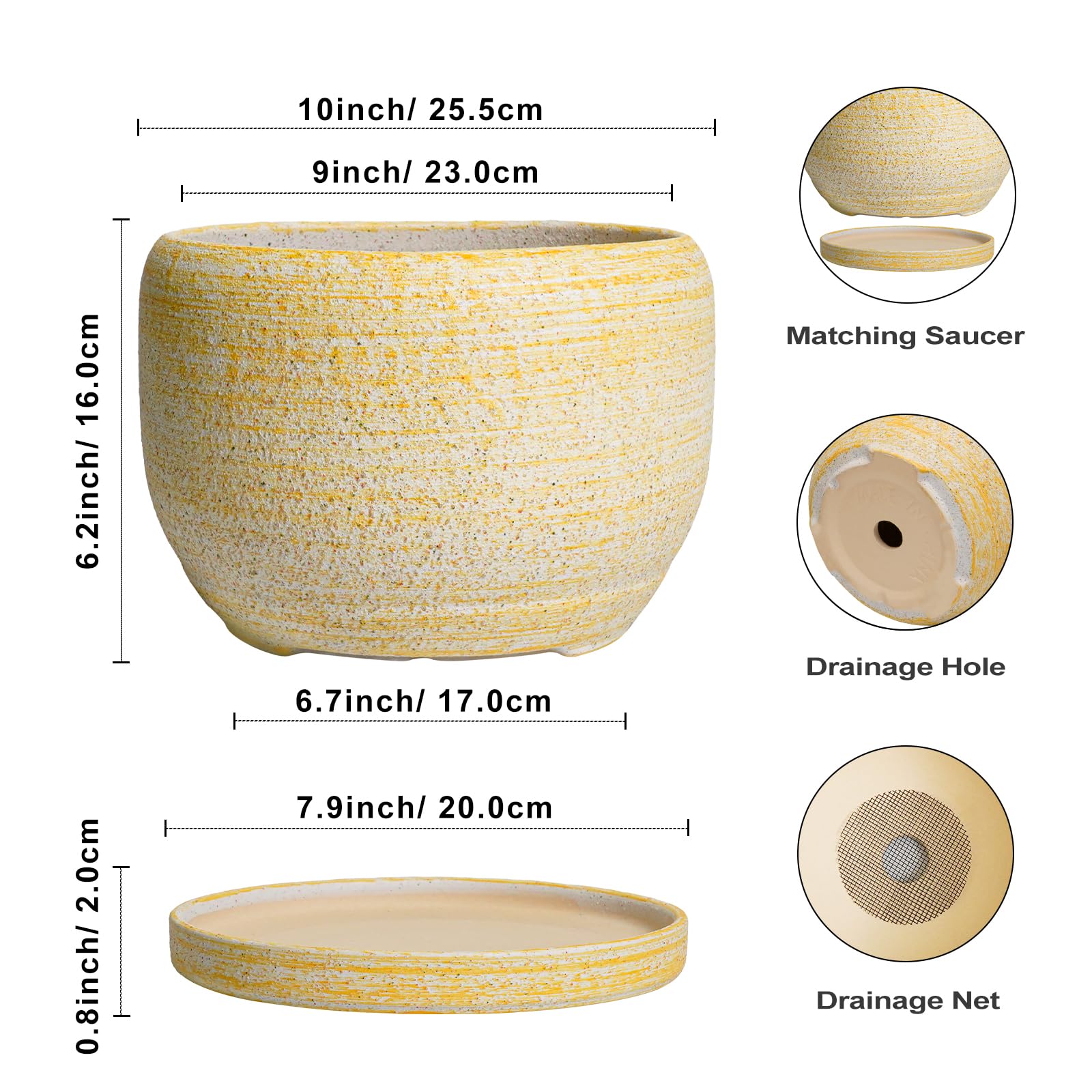 Top view of SQOWL Ceramic Planter showing drainage hole