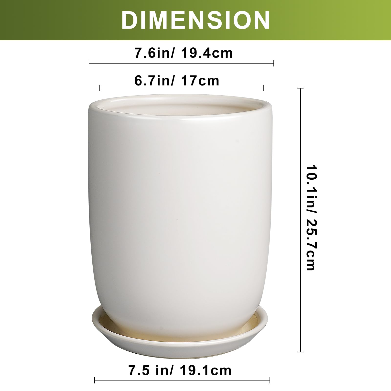 Top view of SUNPOTFOR 8 Inch Ceramic Plant Pot showcasing drainage holes