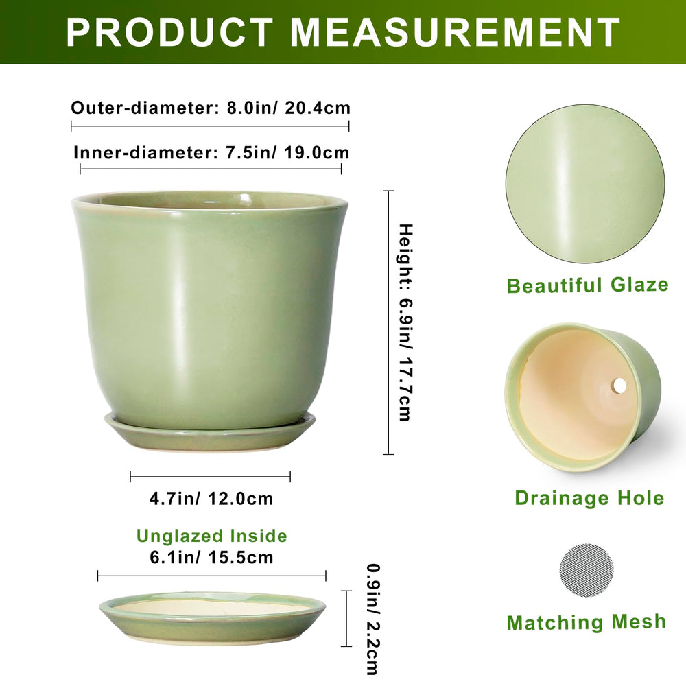 Top view of SUNPOTFOR ceramic flower pot with drainage net