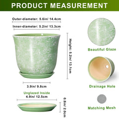 Top view of SUNPOTFOR Ceramic Plant Pot with Saucer
