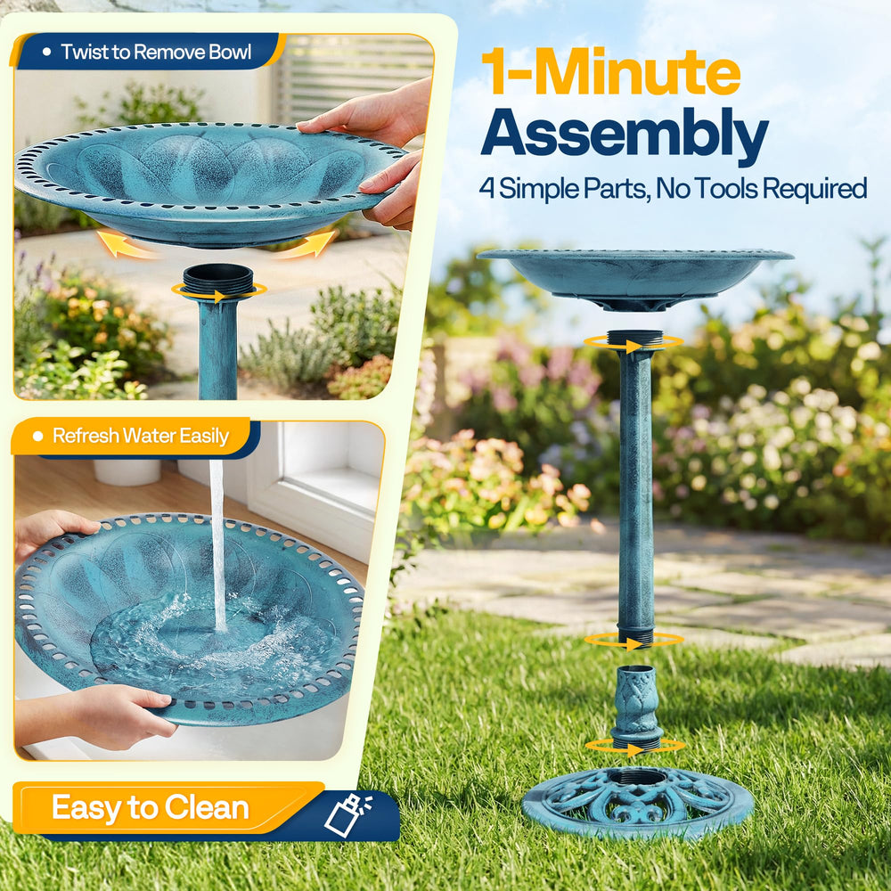 Top view of the 20-inch bowl of VIVOHOME Bird Bath