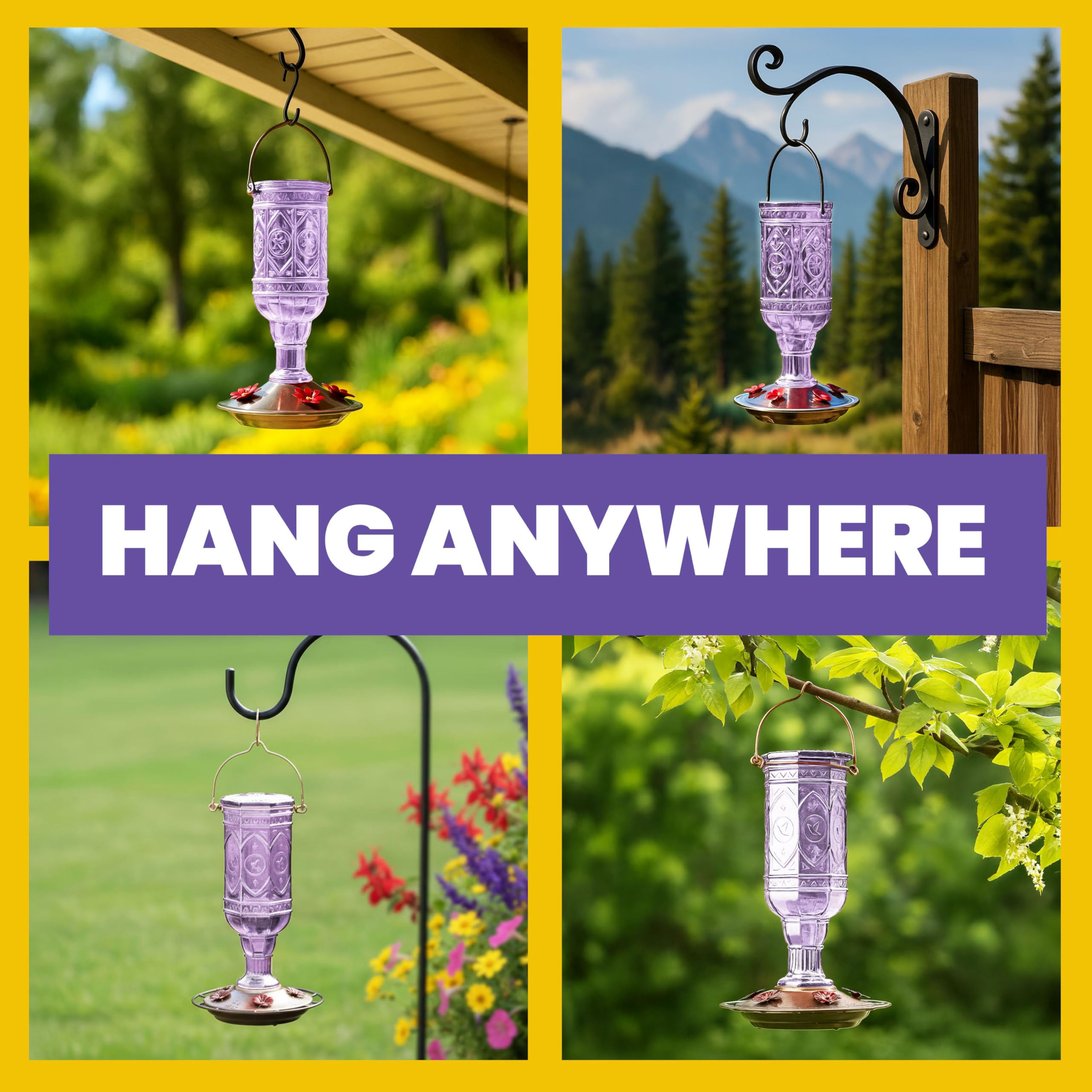 Top view of the Amethyst Jewel Hummingbird Feeder with flower-shaped ports