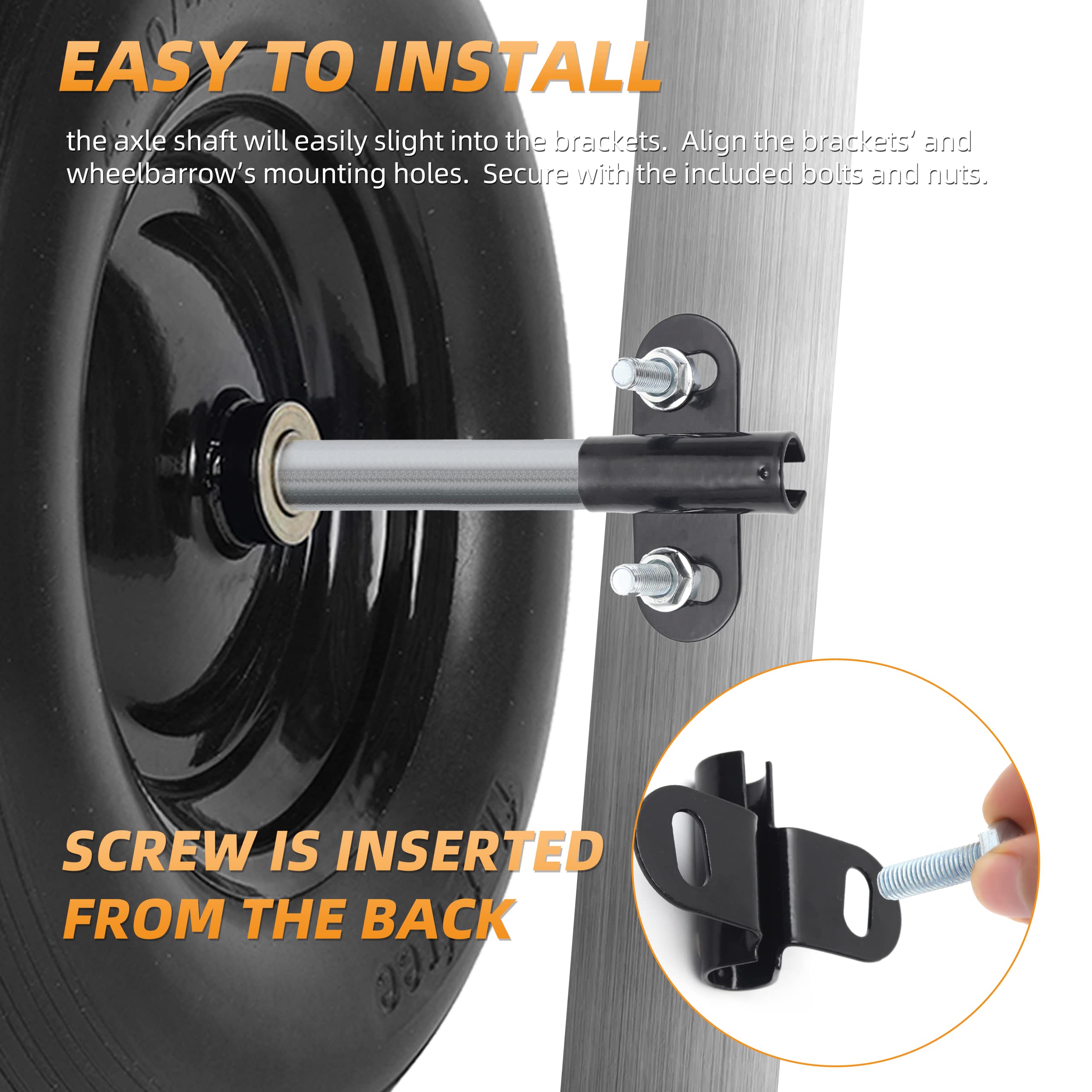 Top view of the AR-PRO wheelbarrow axle assembly