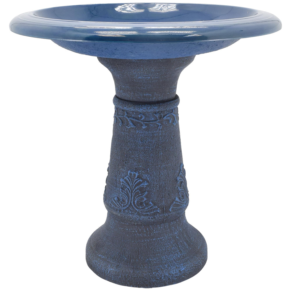 Top view of the Arcadia Blue Bird Bath showing water capacity