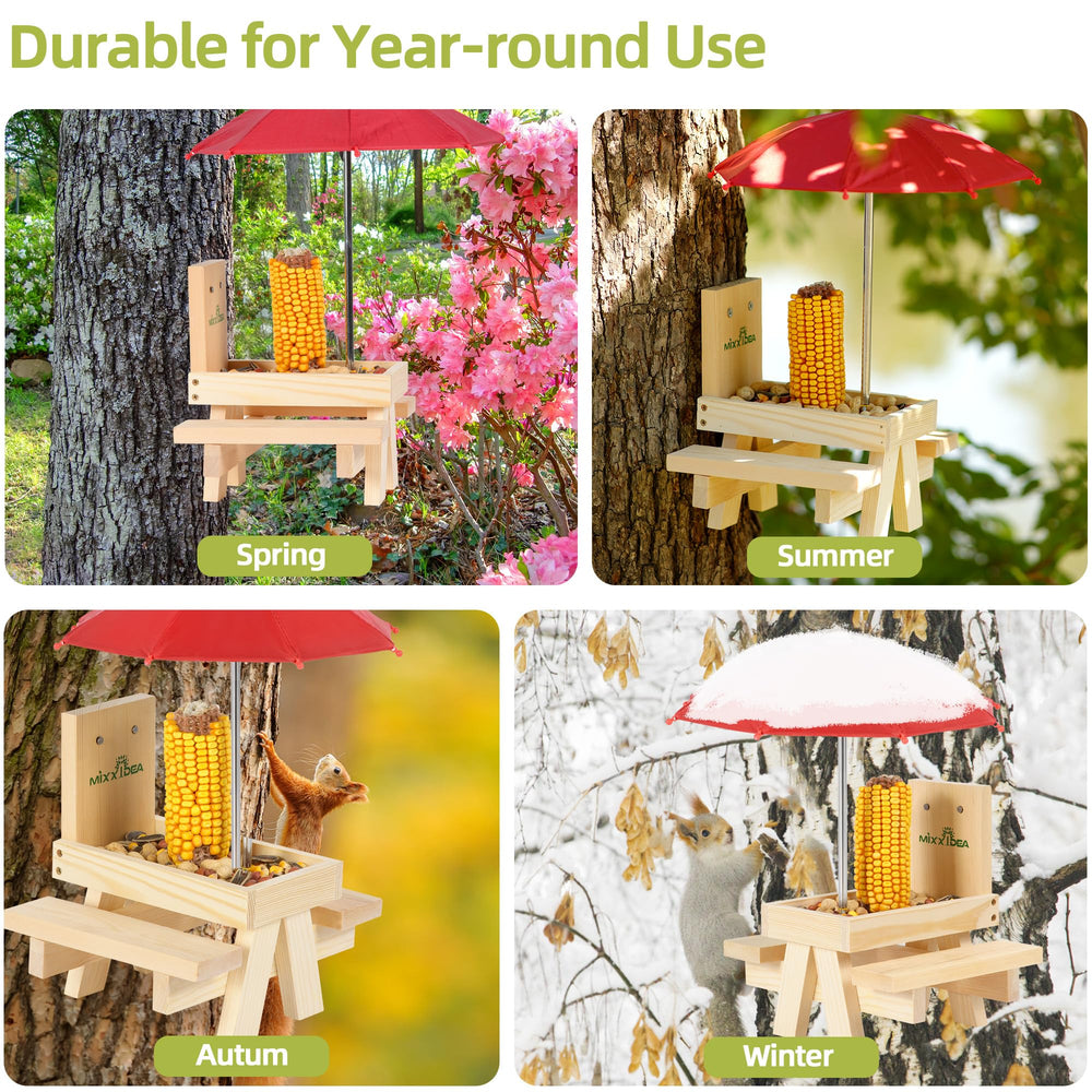 Top view of the MIXXIDEA Squirrel Feeder with umbrella