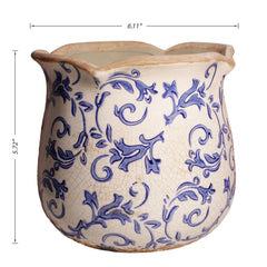 Top view of the Xiaan Jiaju Blue Swirls Ceramic Planter