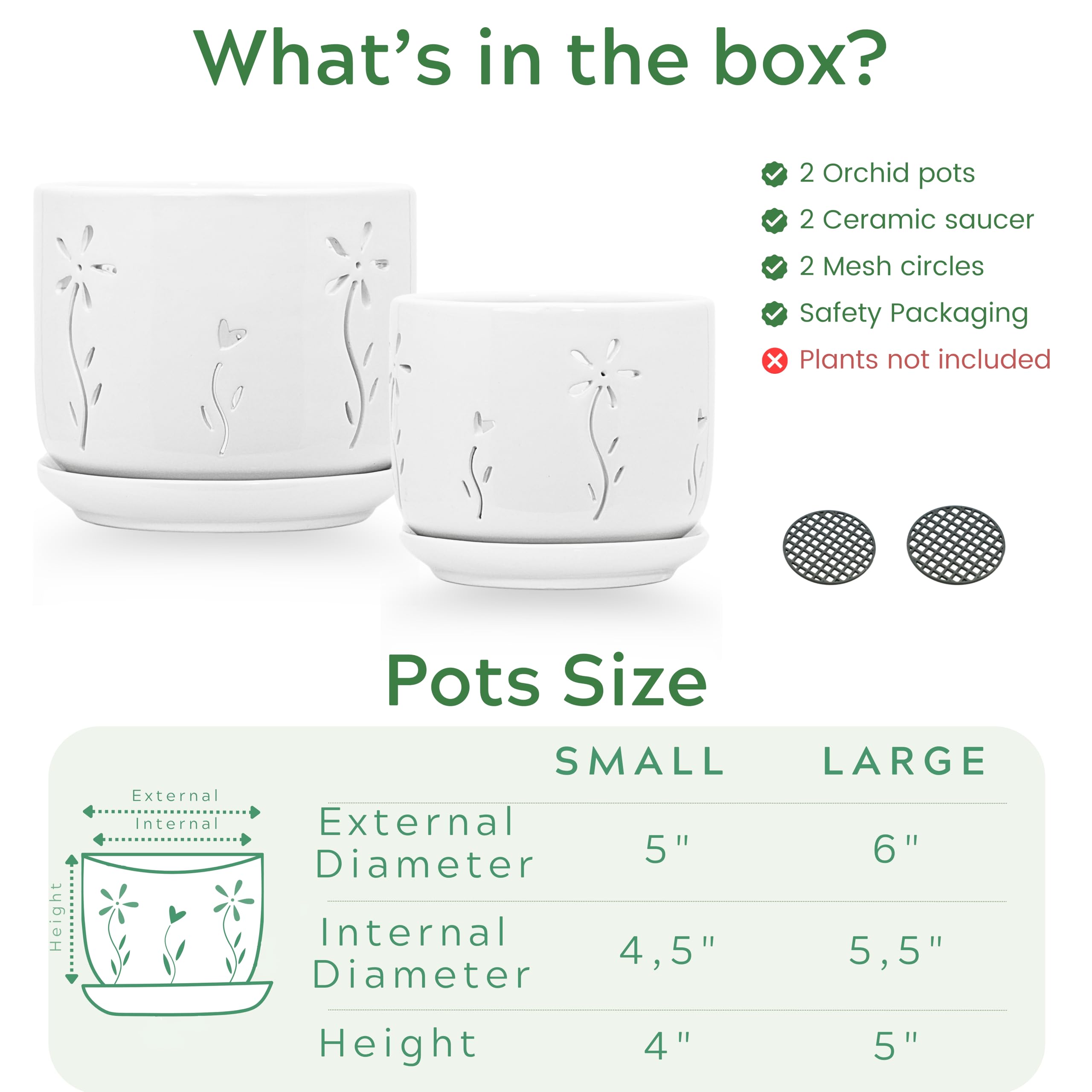 Top view of Thriving Thicket white ceramic orchid pot set