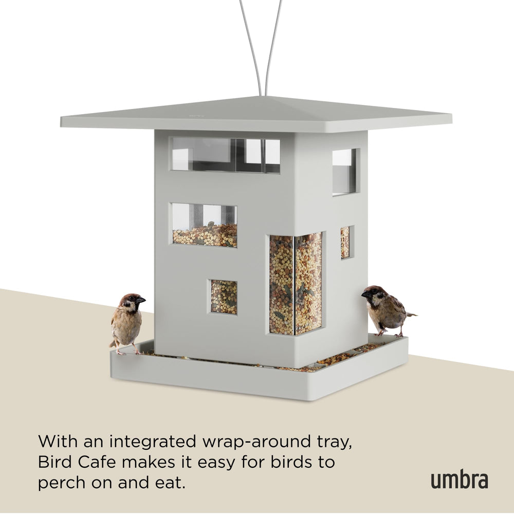 Top view of Umbra Bird Cafe feeder showing refill lid