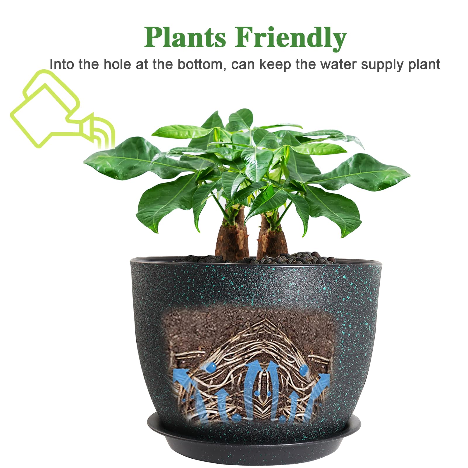 Top view of UOUZ 12-inch plant pot filled with soil
