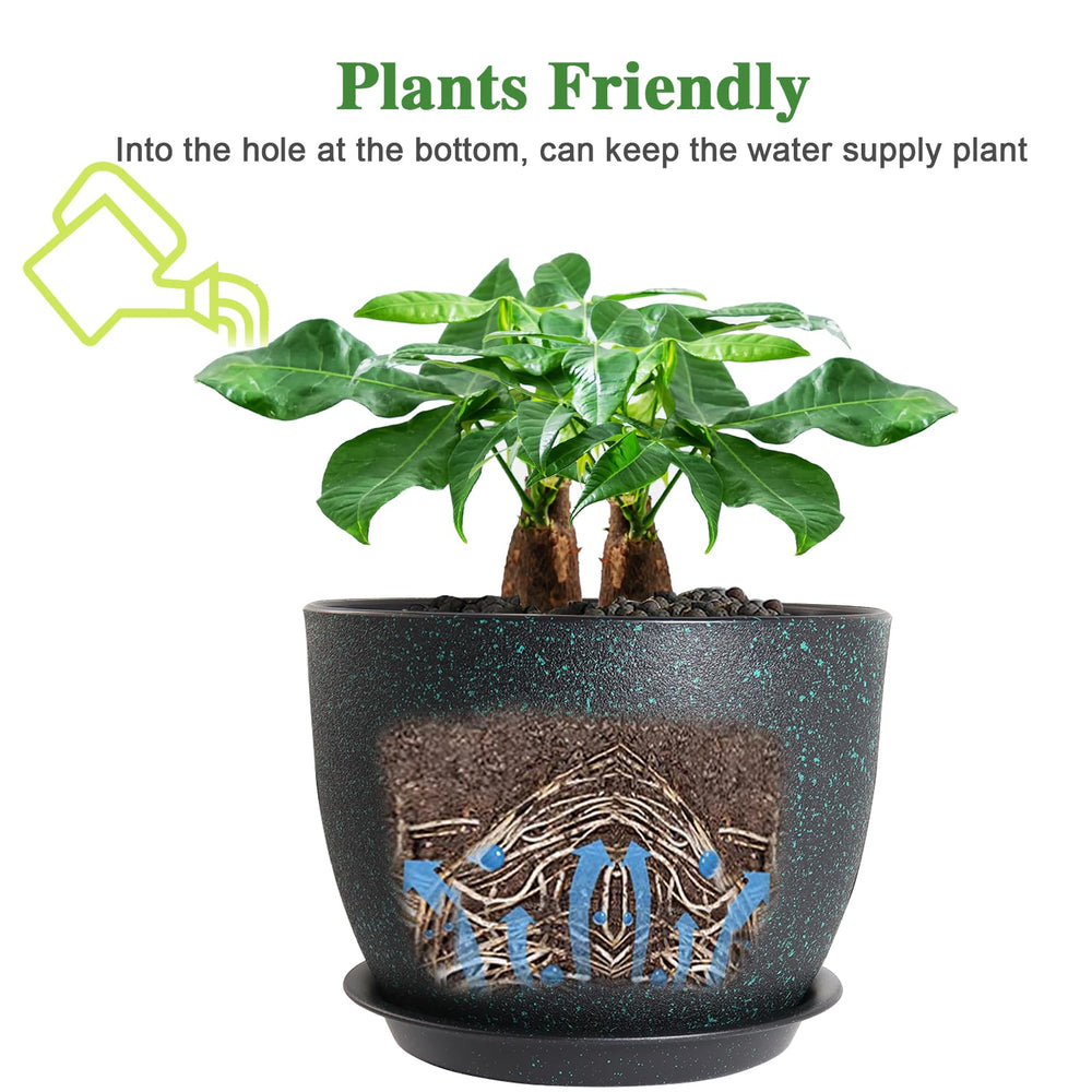 Top view of UOUZ 12-inch plant pot filled with soil