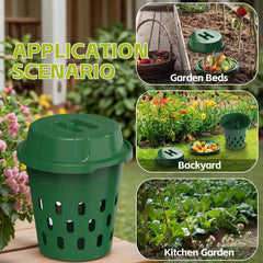 TOP XIAN 2-Pack Inground Worm Composter side view showing lid