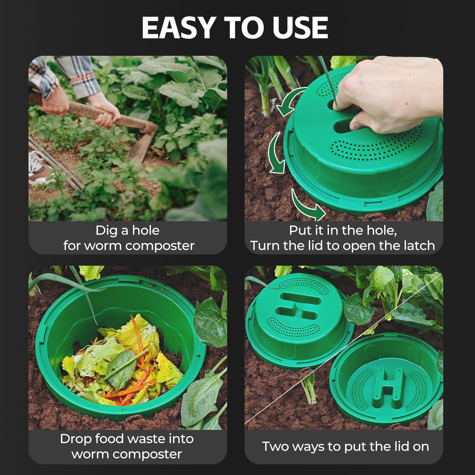 TOP XIAN compost bin with 360° ventilation holes visible
