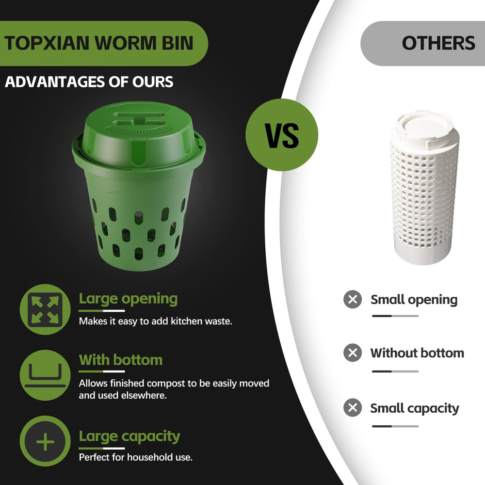 TOP XIAN worm composter dimensions on a flat surface