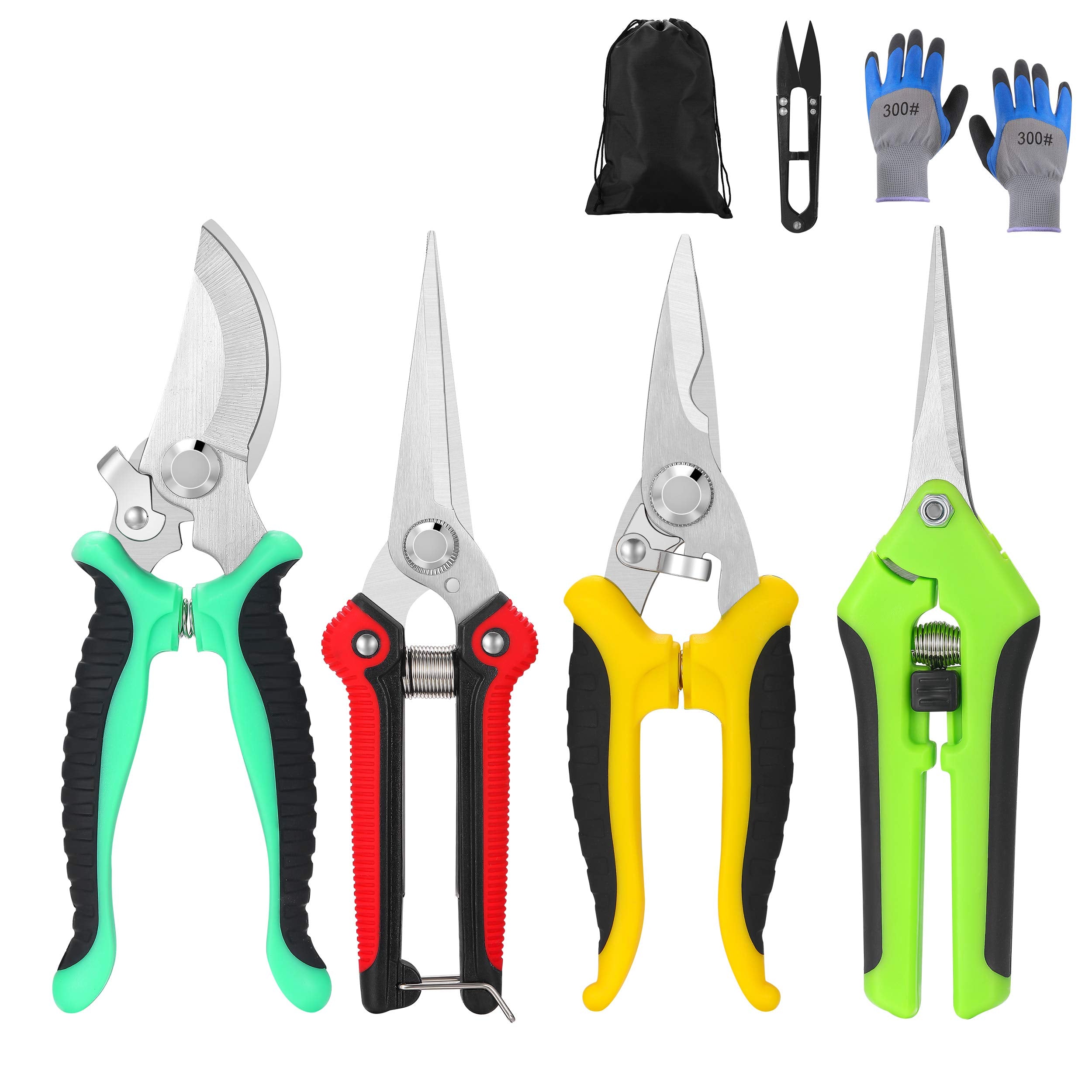 Topbooc 5-piece garden pruning shears set with multi-colour handles