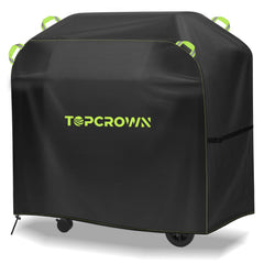 Topcrown Grill Cover front view, black and green, 52 inch