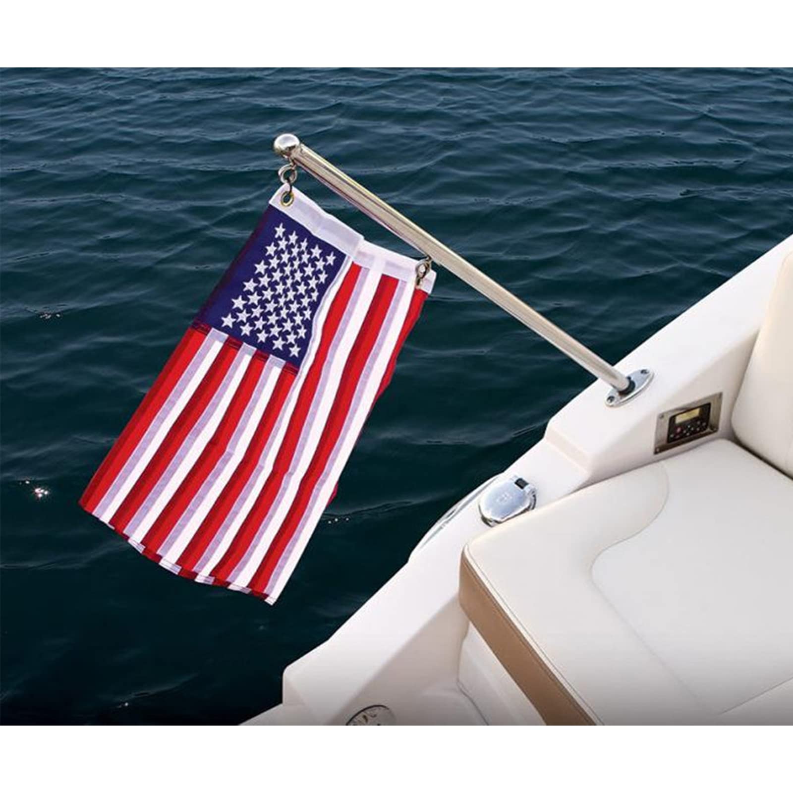 TOPFLAGS American Flag 12x18 inch hanging on a porch