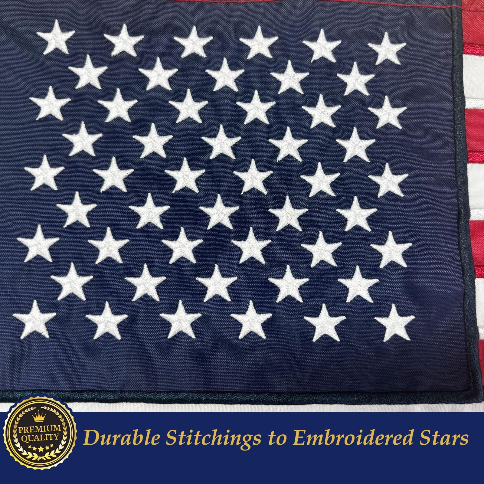 TOPFLAGS American Flag 12x18 inch showing double-stitched edges
