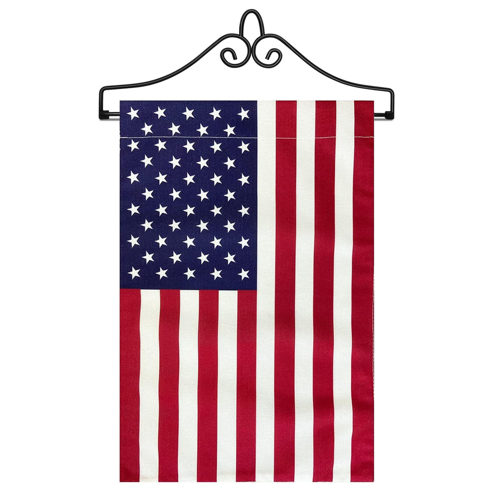 TOPFLAGS Garden Flag Holder with American Flag front view
