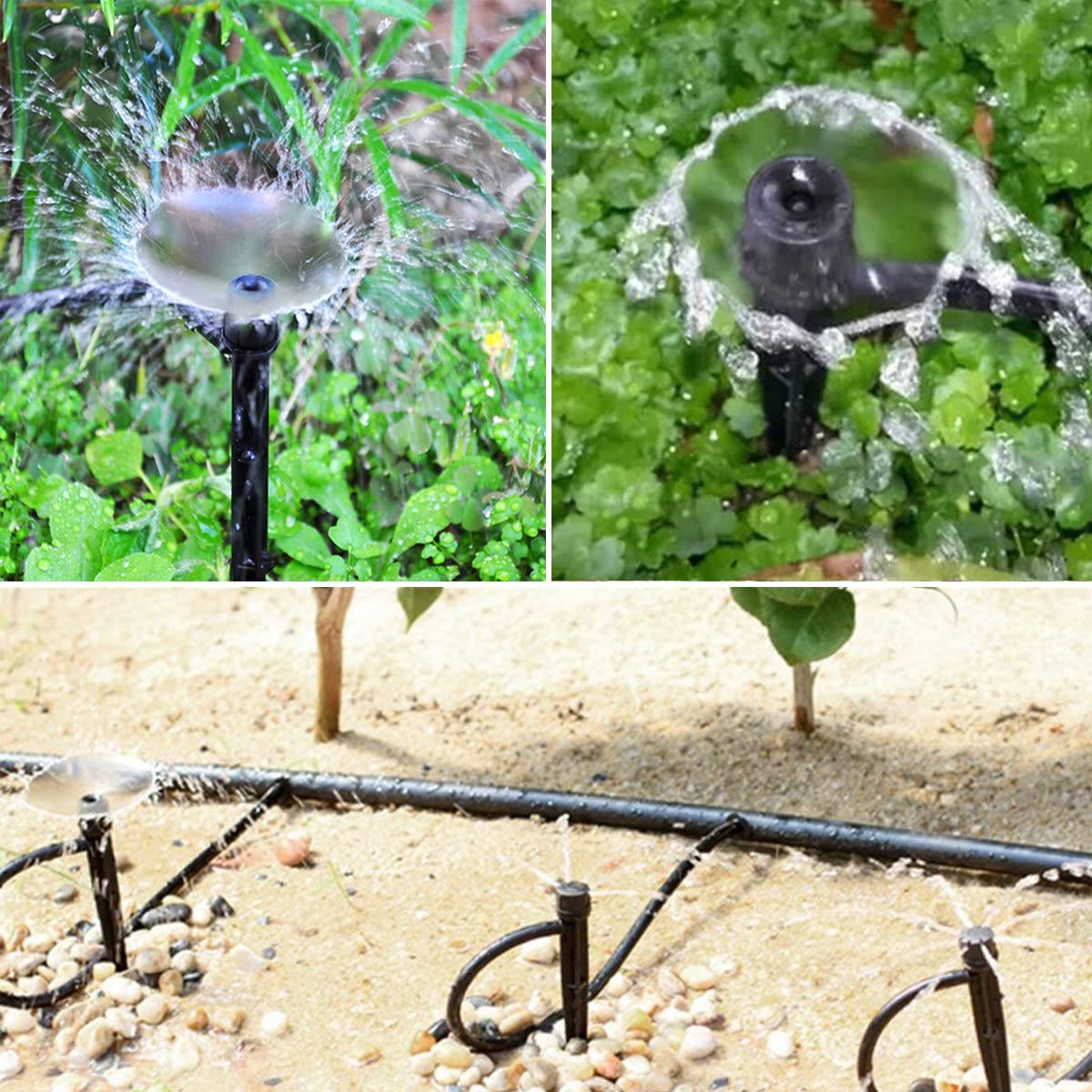 Topiverse drip emitter with water spray pattern