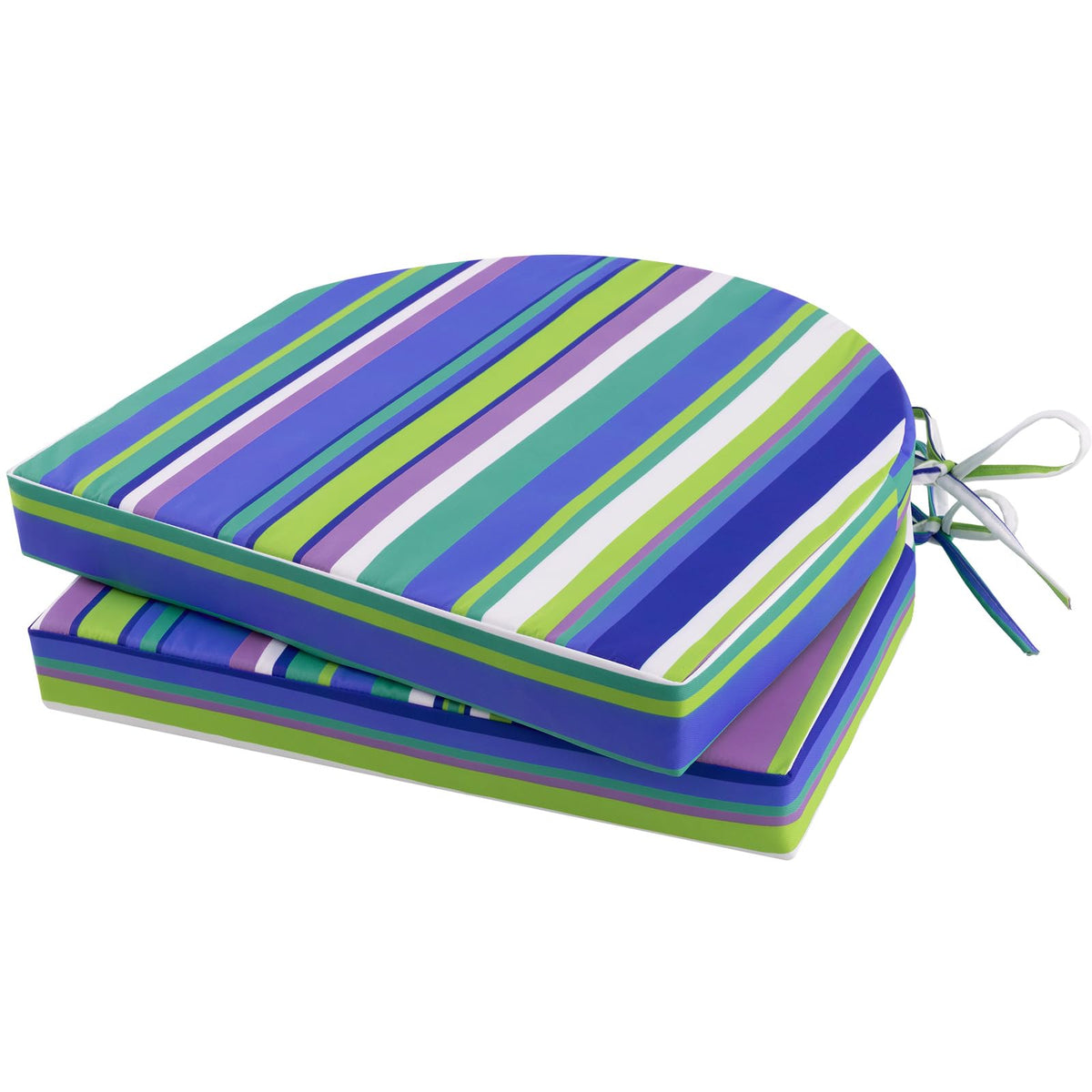 Topotdor Outdoor Chair Cushions Set of 2 in Blue Stripe front view