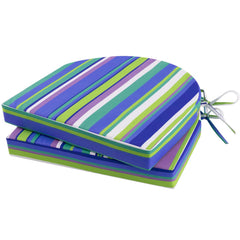Topotdor Outdoor Chair Cushions Set of 2 in Blue Stripe front view