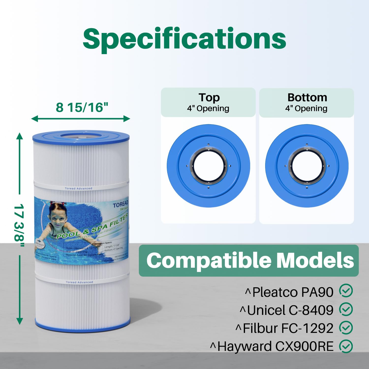TOREAD TRF-8409 Pool Filter side view showing structure