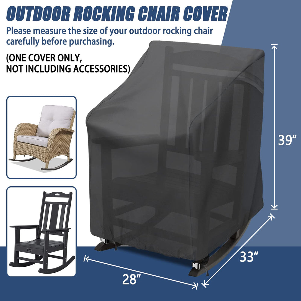 TORUTA Outdoor Rocking Chair Cover side view showing adjustable buckles