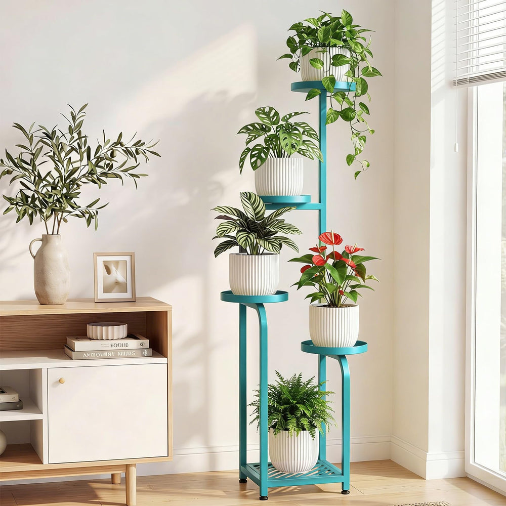 TOSKING 5-Tier Plant Stand displaying various plants