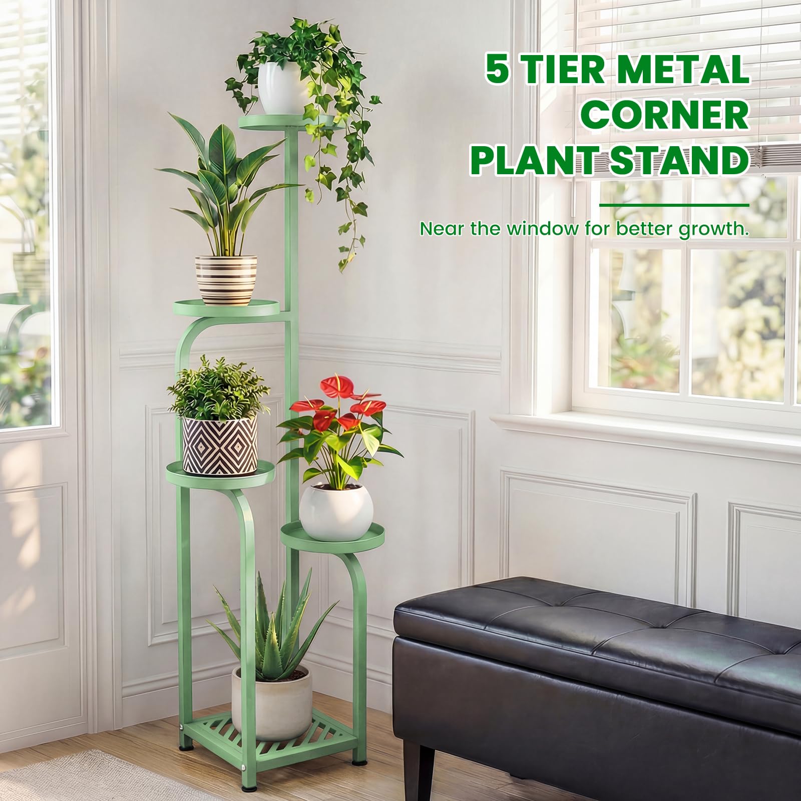 TOSKING 5-Tier Plant Stand side view with pots