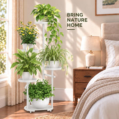 TOSKING 5-Tier Round Metal Corner Plant Stand showcasing plant display