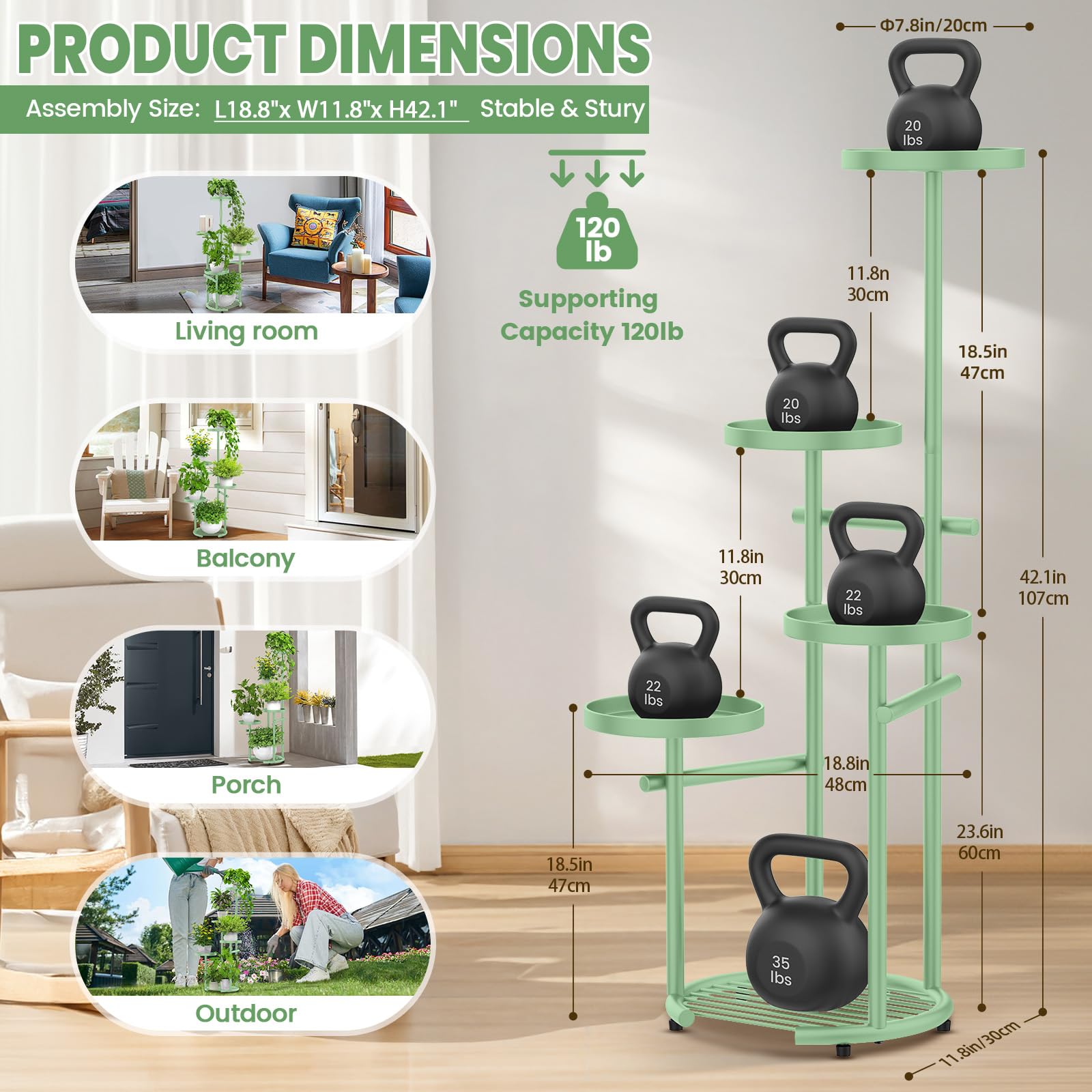 TOSKING 5-Tier Round Plant Stand with herbs and flowers