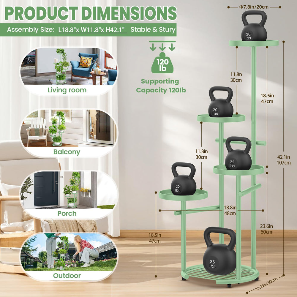 TOSKING 5-Tier Round Plant Stand with herbs and flowers