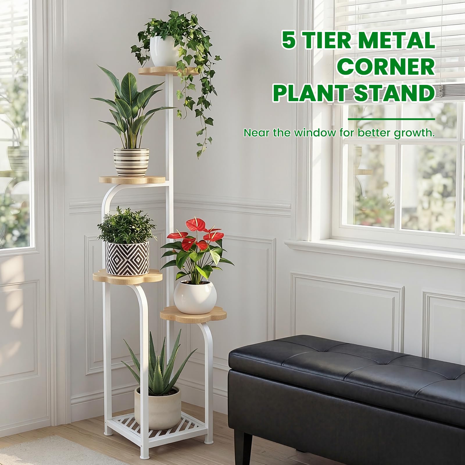 TOSKING plant stand in a bright living room setting