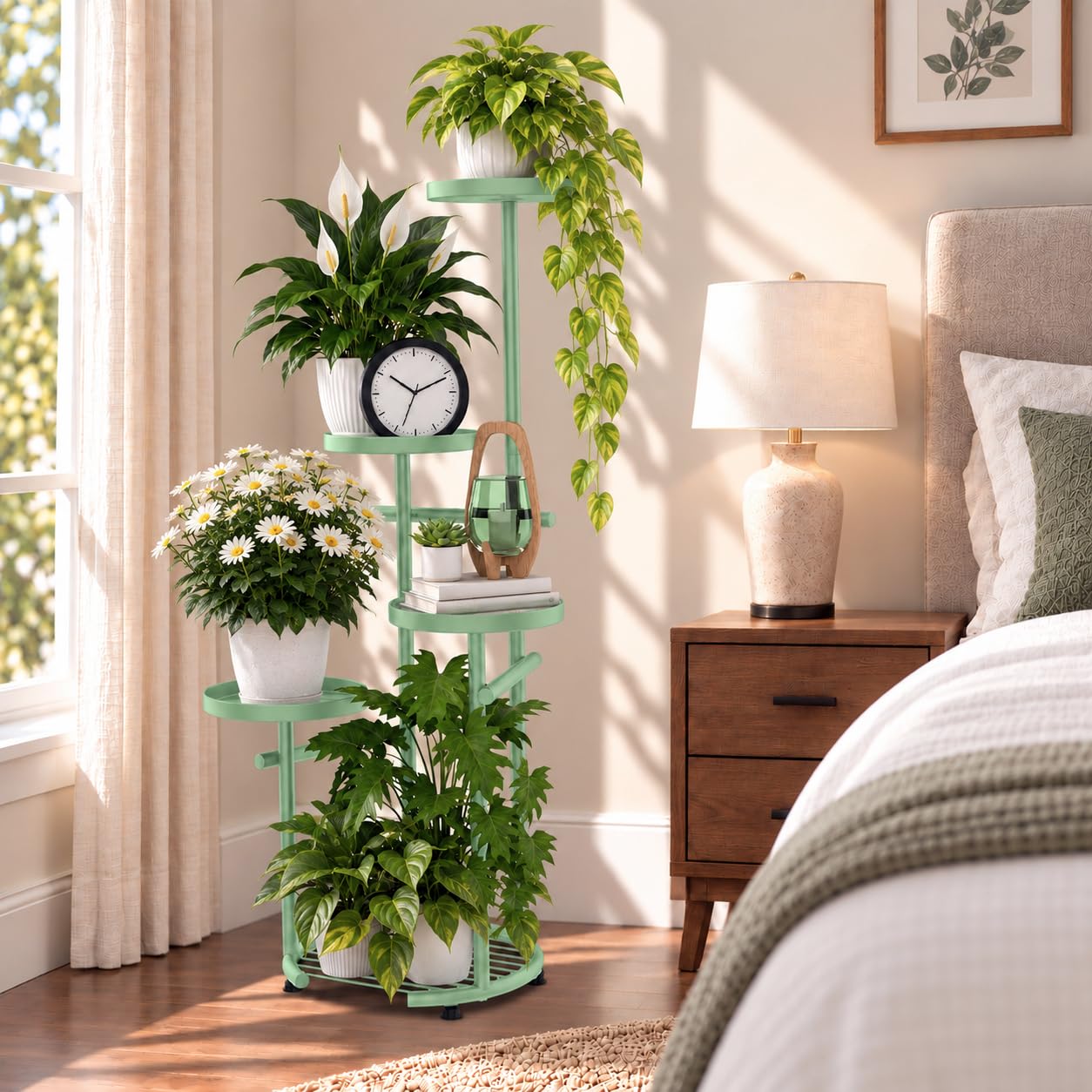 TOSKING plant stand showcasing staggered tiers with plants