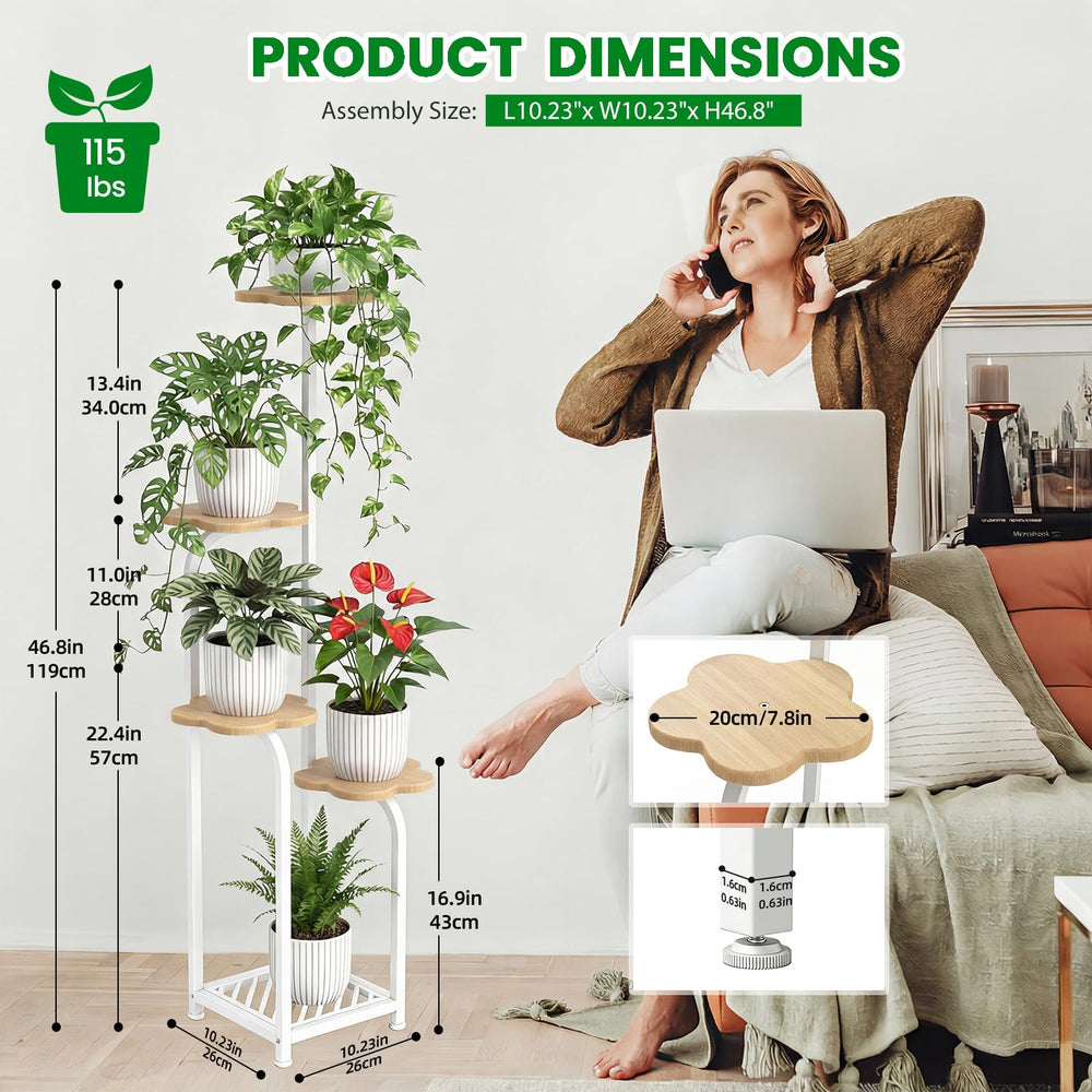 TOSKING plant stand with plants displayed on cloud-shaped shelves