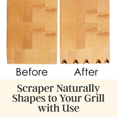 Totally Bamboo Grill Scraper with bottle opener in a grilling setting