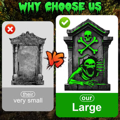 Toteao Halloween tombstones displayed in a spooky outdoor setting