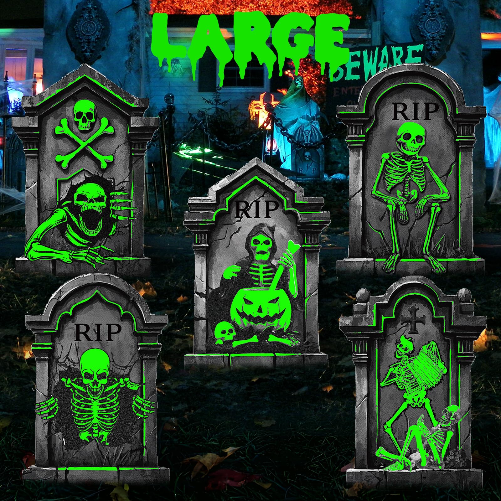 Toteao Halloween tombstones stacked for easy storage