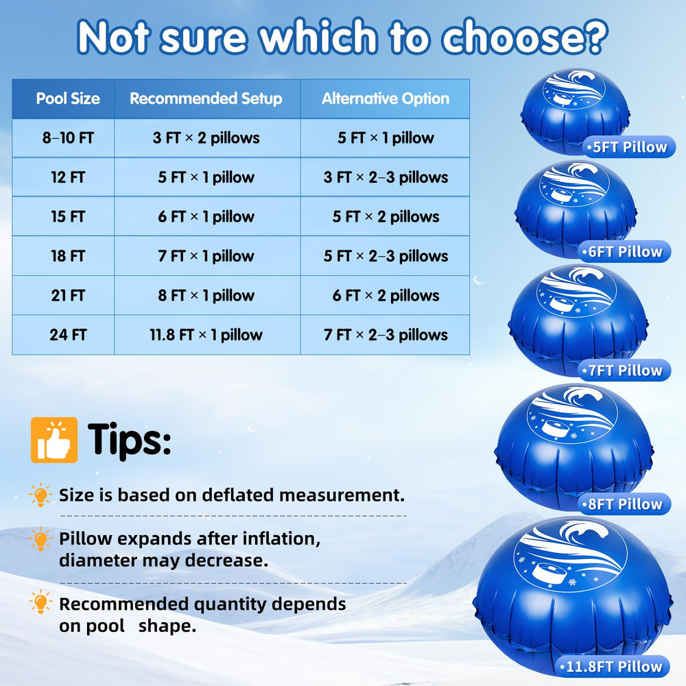 Totiro 6 FT Pool Pillow demonstrating ice equalization