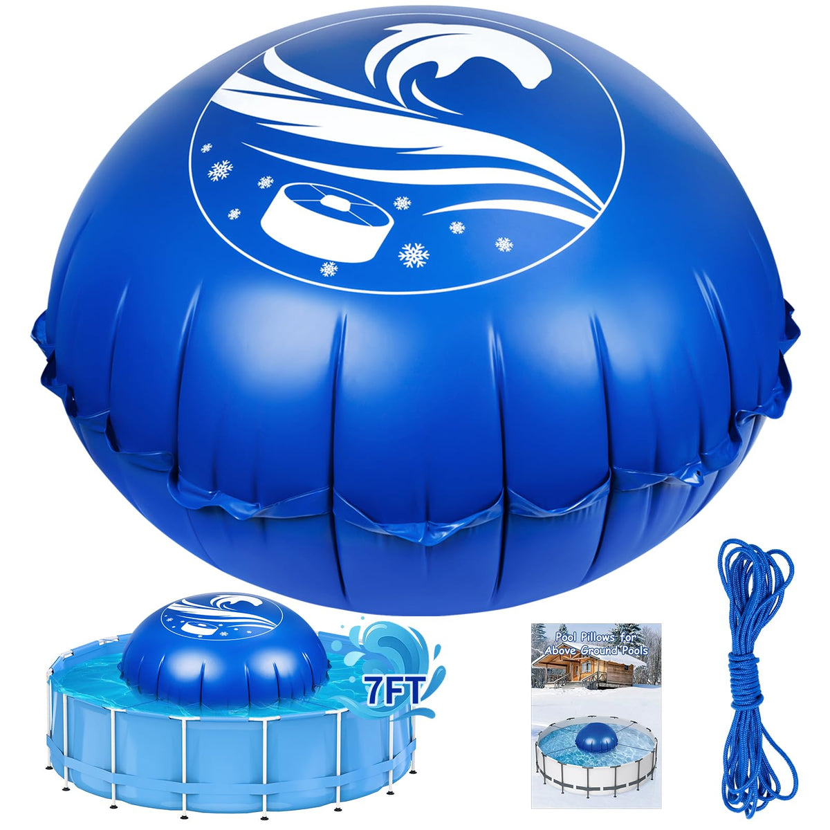 Totiro 7 FT Pool Pillow, Blue PVC front view