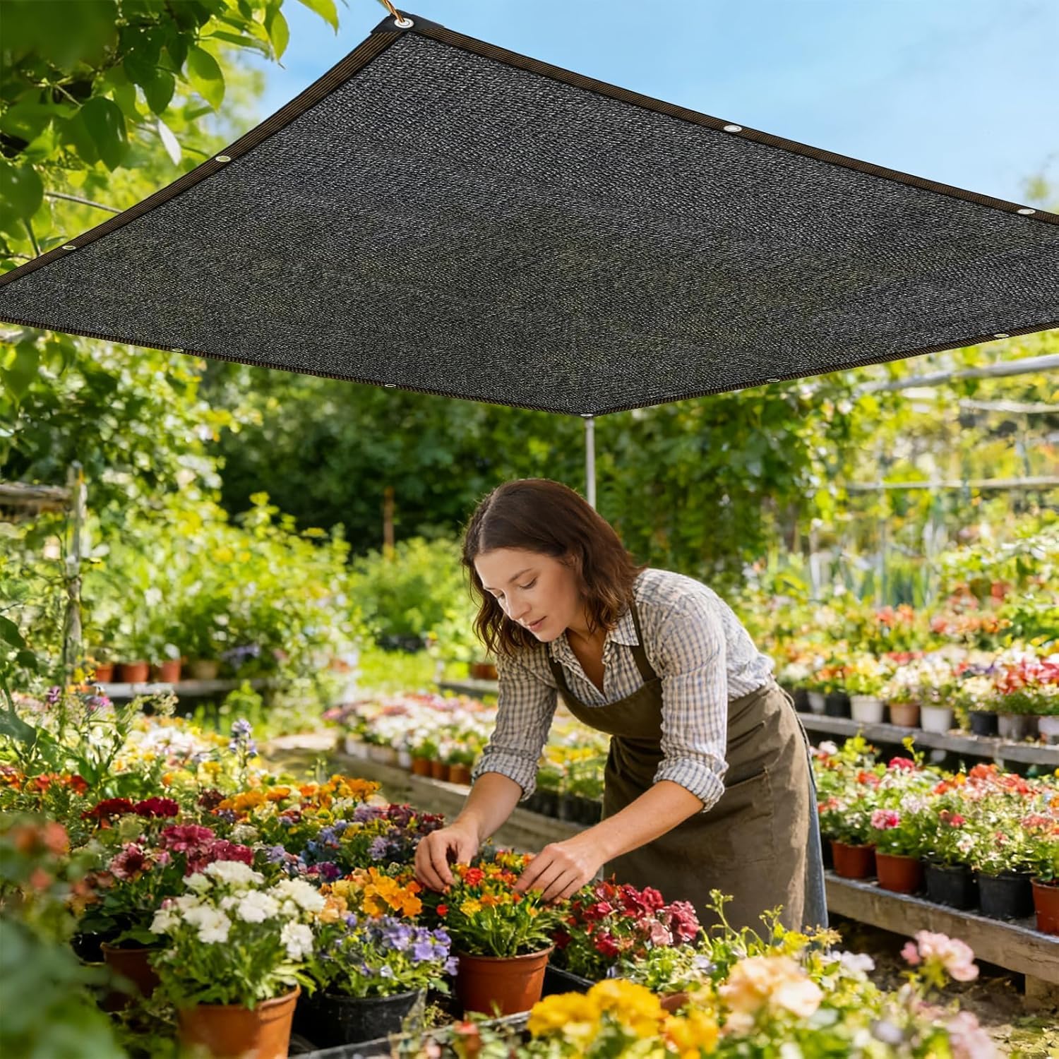 TOTOZAKUL Shade Cloth 7x10 FT black mesh front view