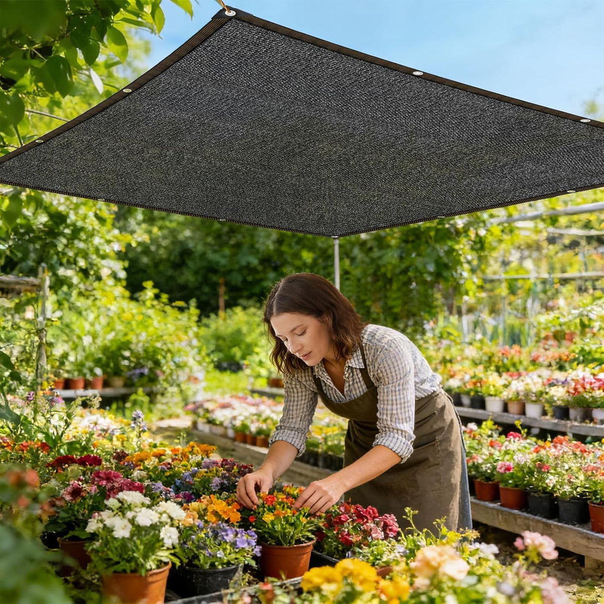 TOTOZAKUL Shade Cloth 7x10 FT black mesh front view
