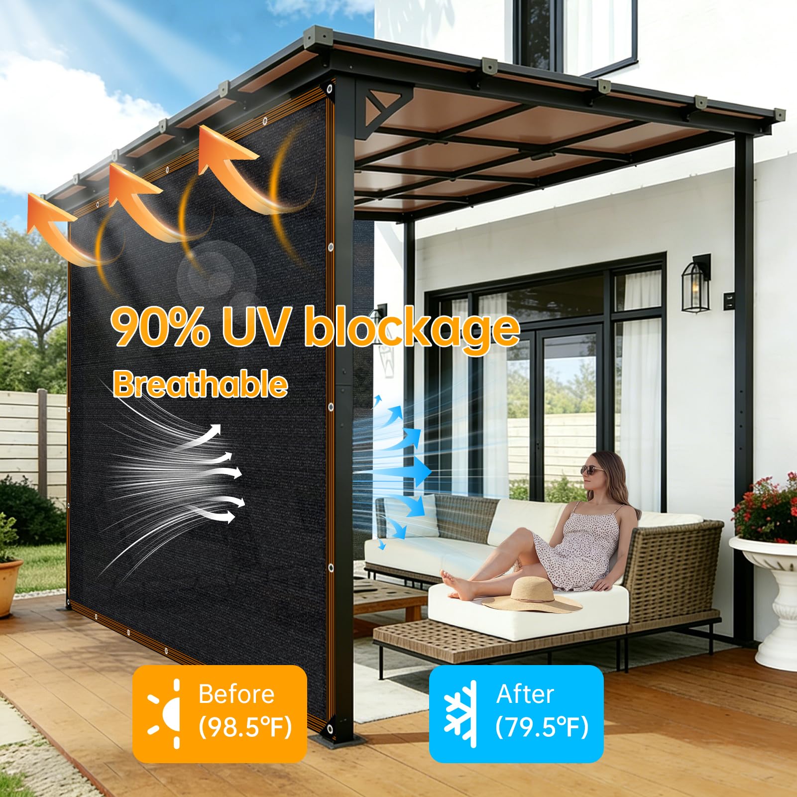 TOTOZAKUL Shade Cloth displaying grommets for easy installation