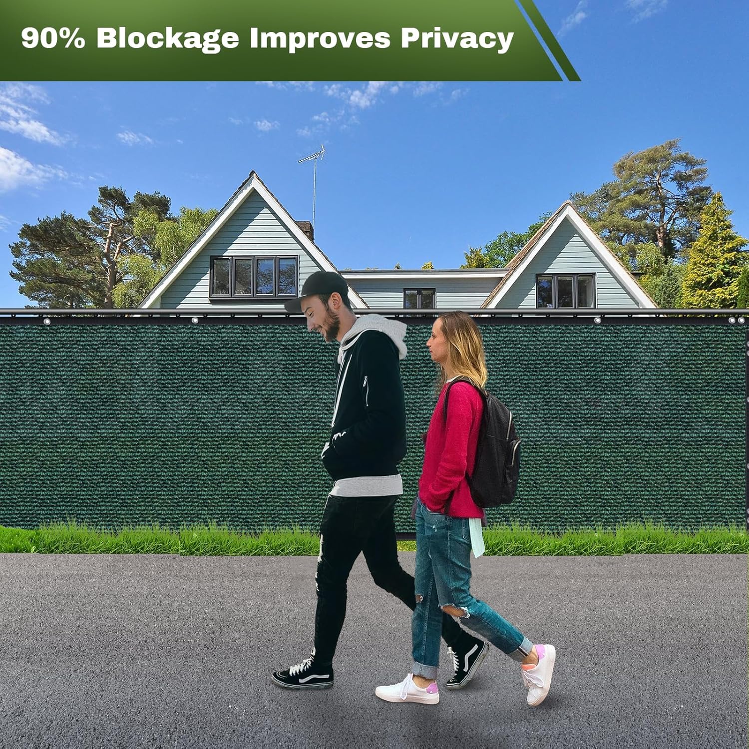 TOTU Privacy Screen Fence installed on a backyard fence